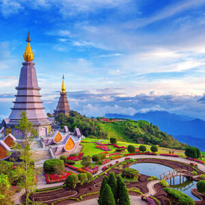 Landmark pagoda in doi Inthanon national park at Chiang mai, Thailand.